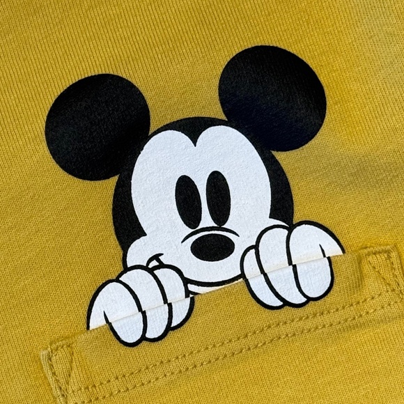 Disney ✕ Janie and Jack Kids Tee (10) Mickey Pocket Mustard Yellow Long Sleeve - Picture 5 of 15